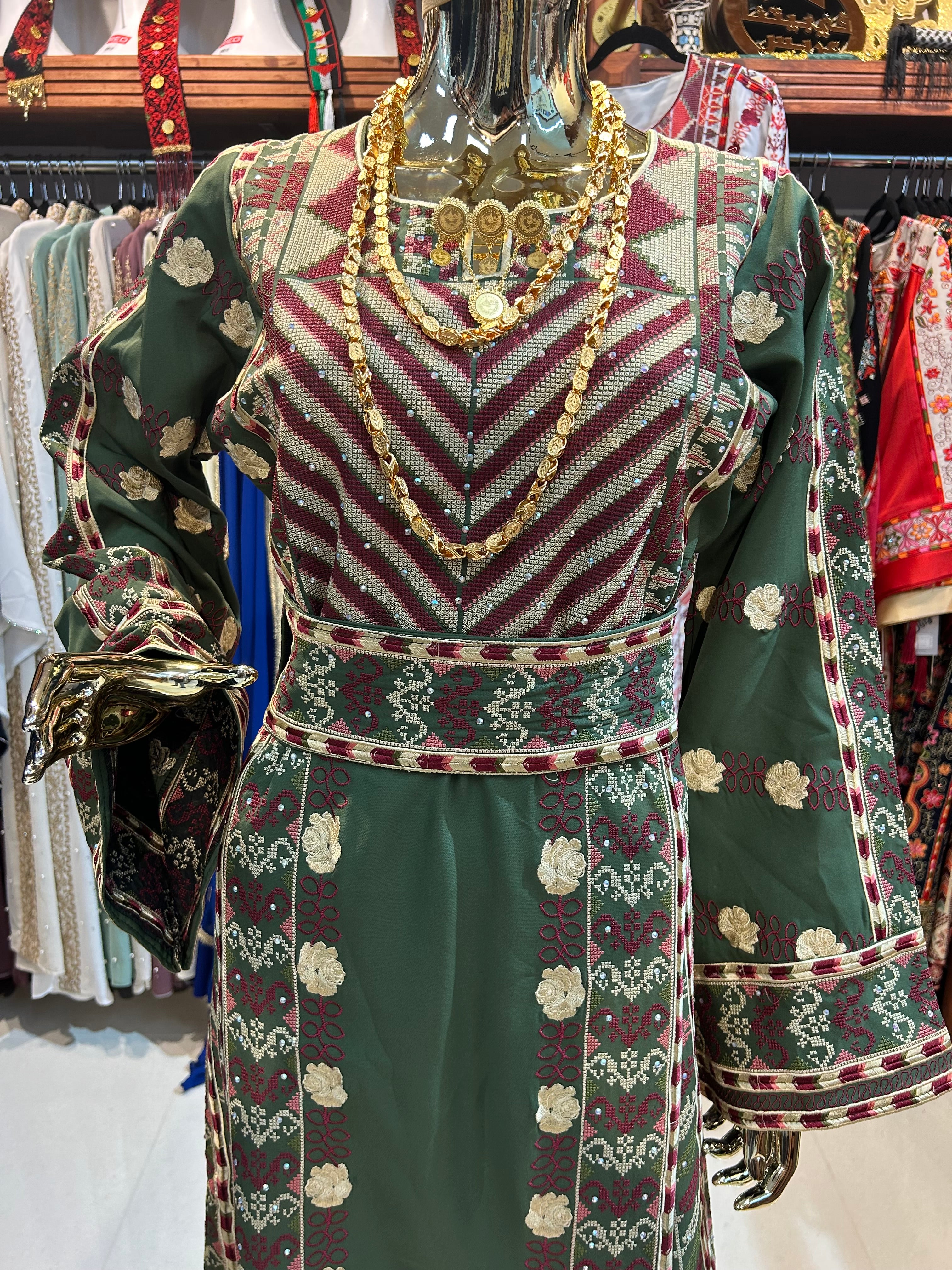 Elegant Green Thobe W/ Flowers