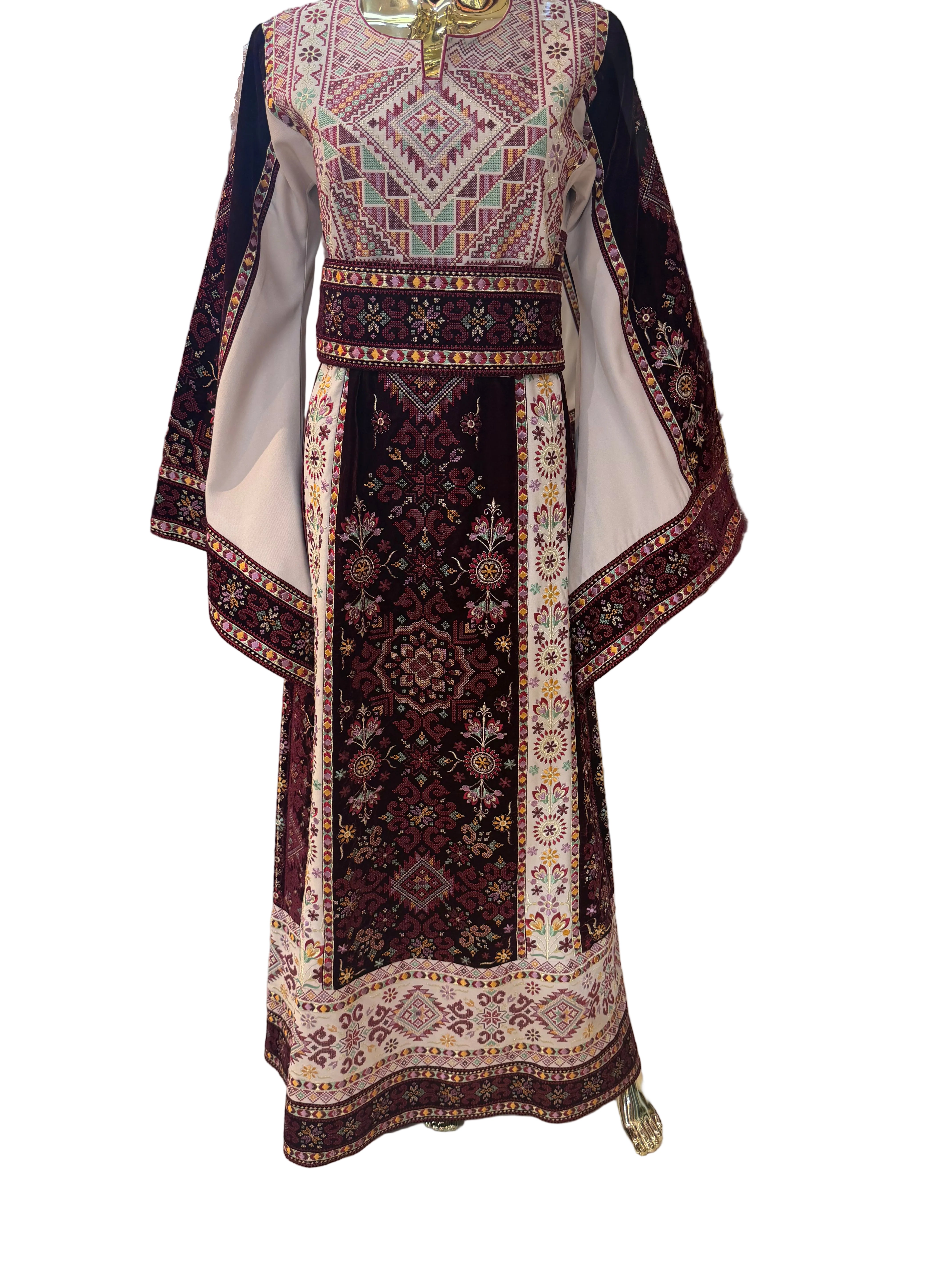 Elegant Burgandy Velvet Thobe