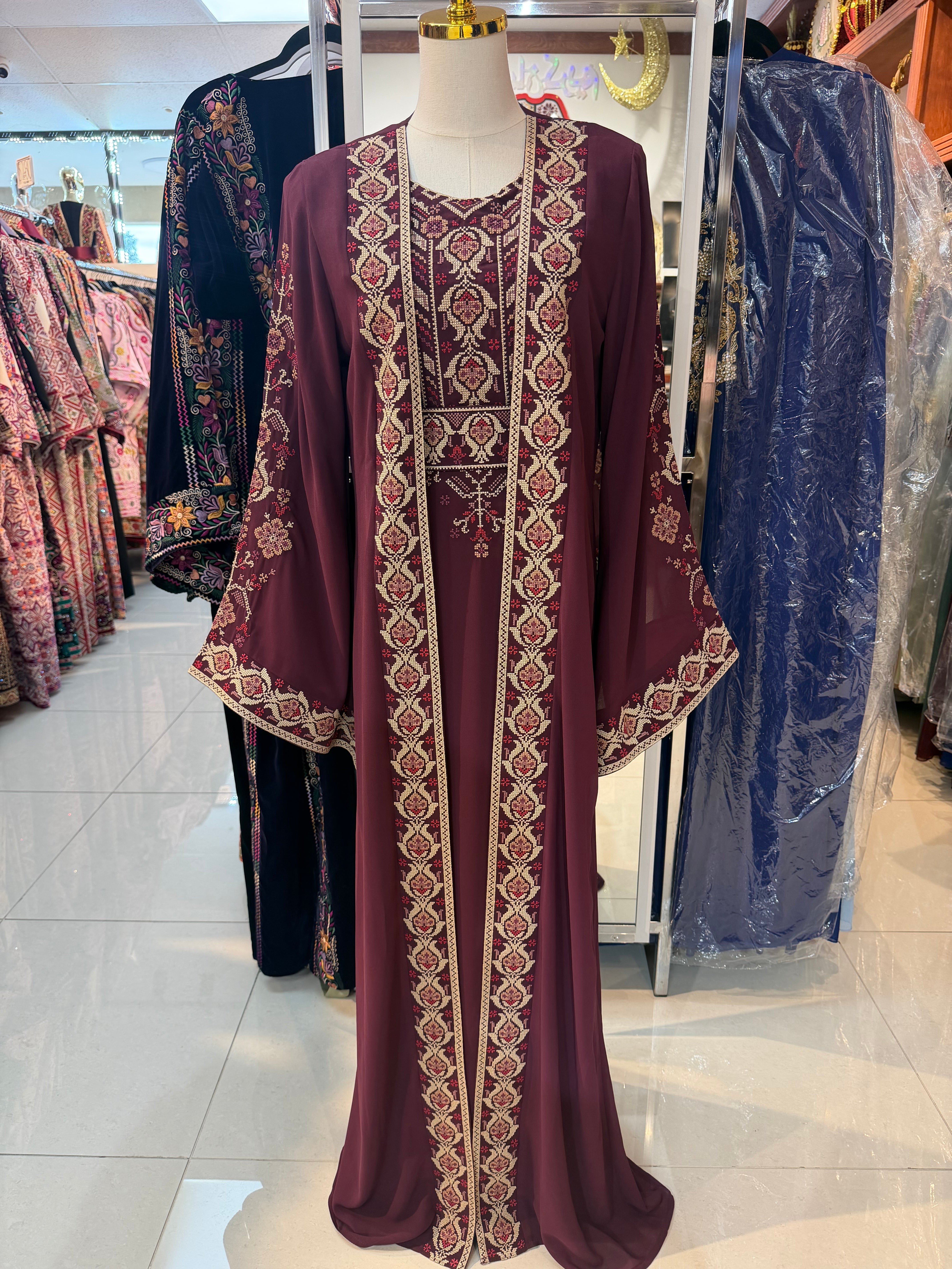 Burgandy 2-piece Abaya