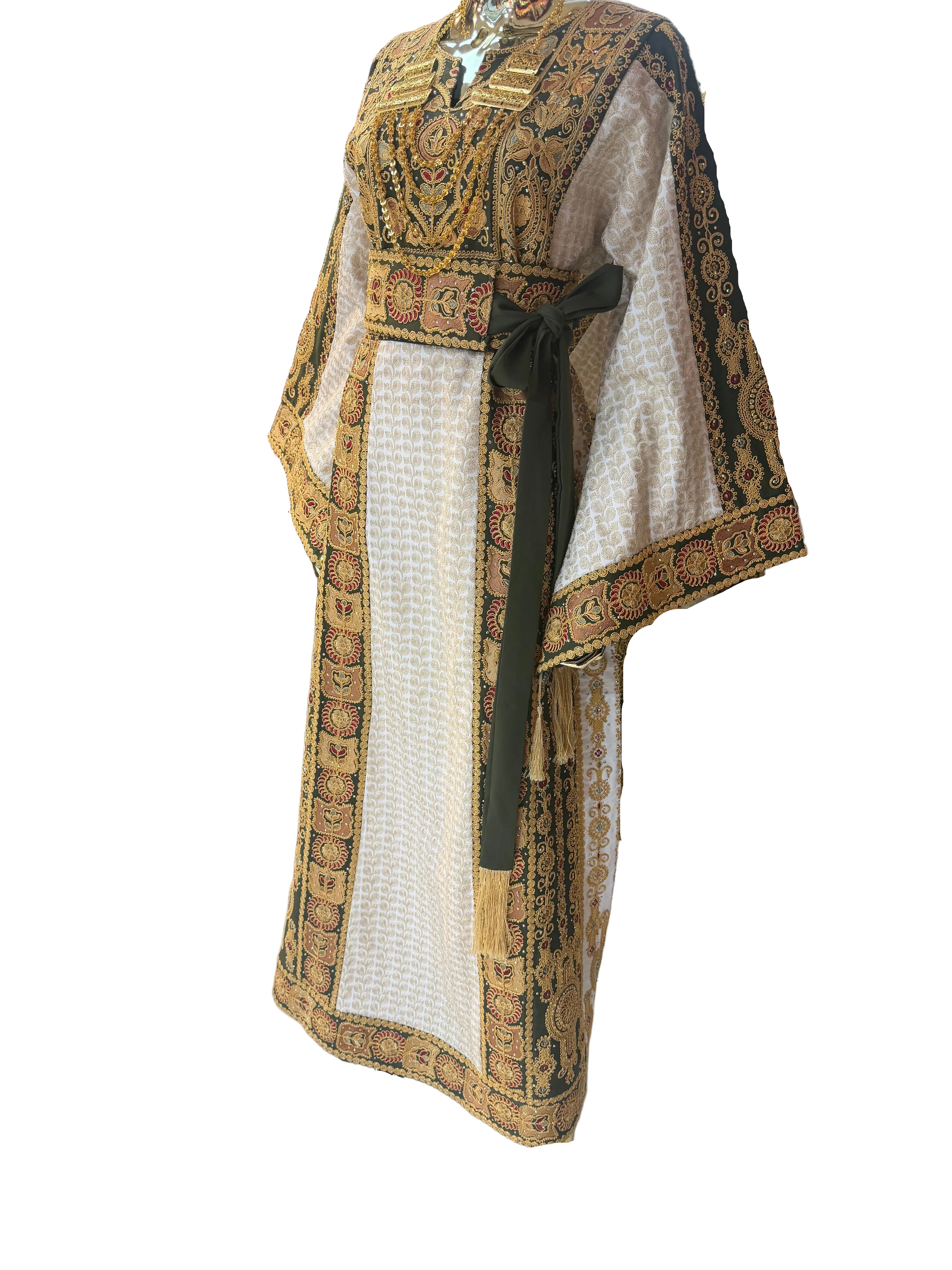 Olive & Gold Aghabani Thobe