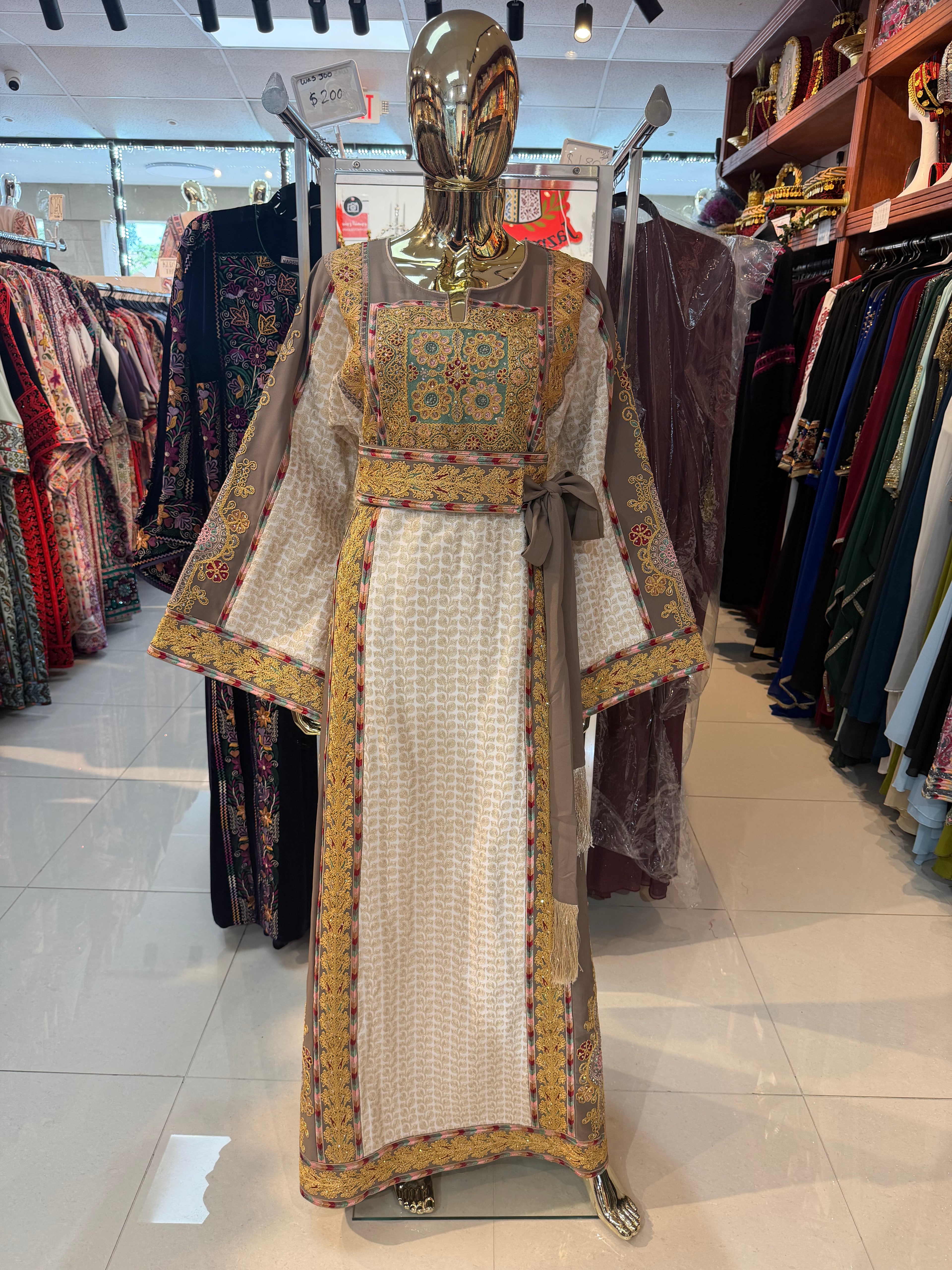 Tan & Gold Aghabani Thobe