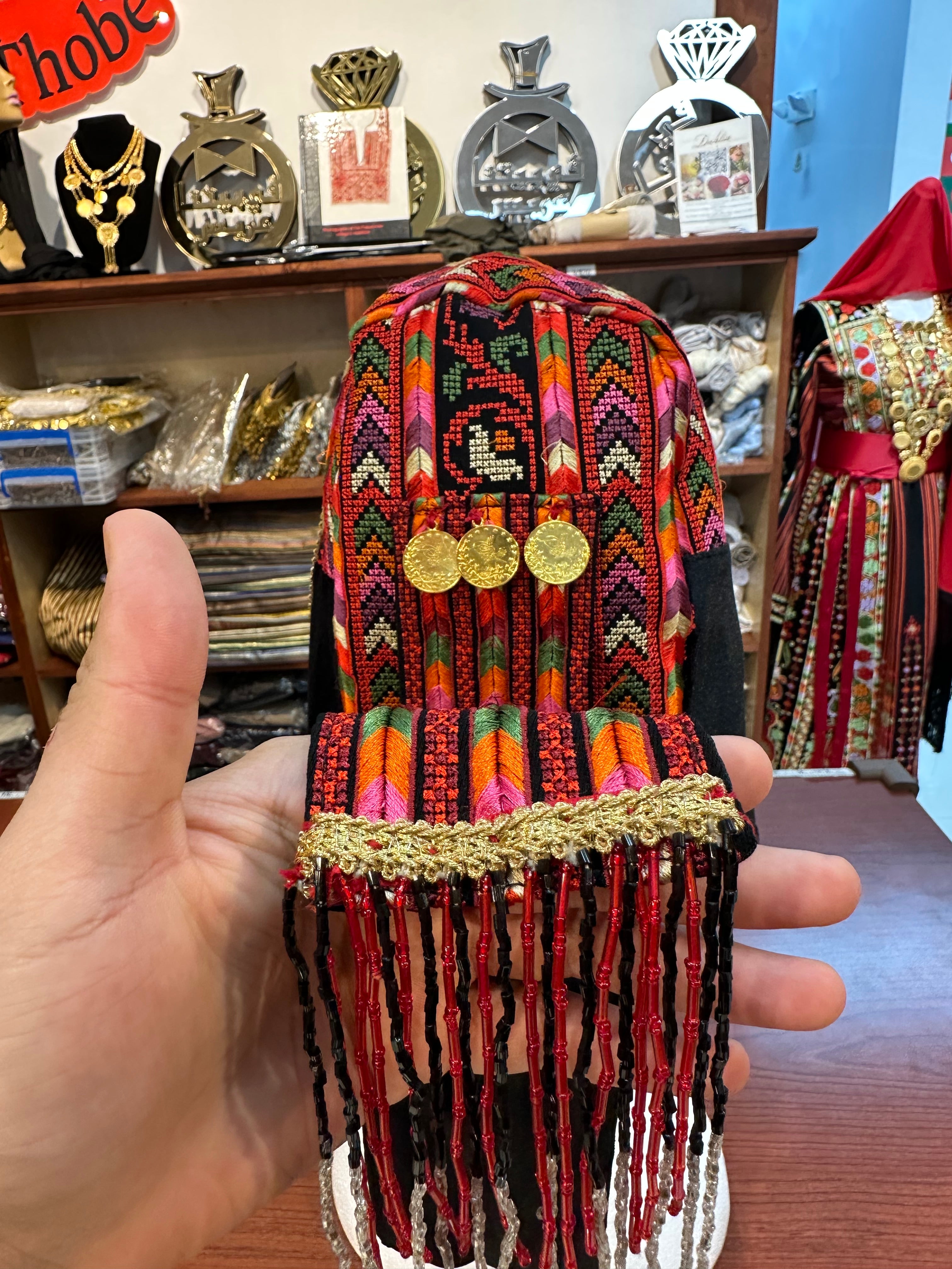 Embroidered Awka with Hand Stitched Coins