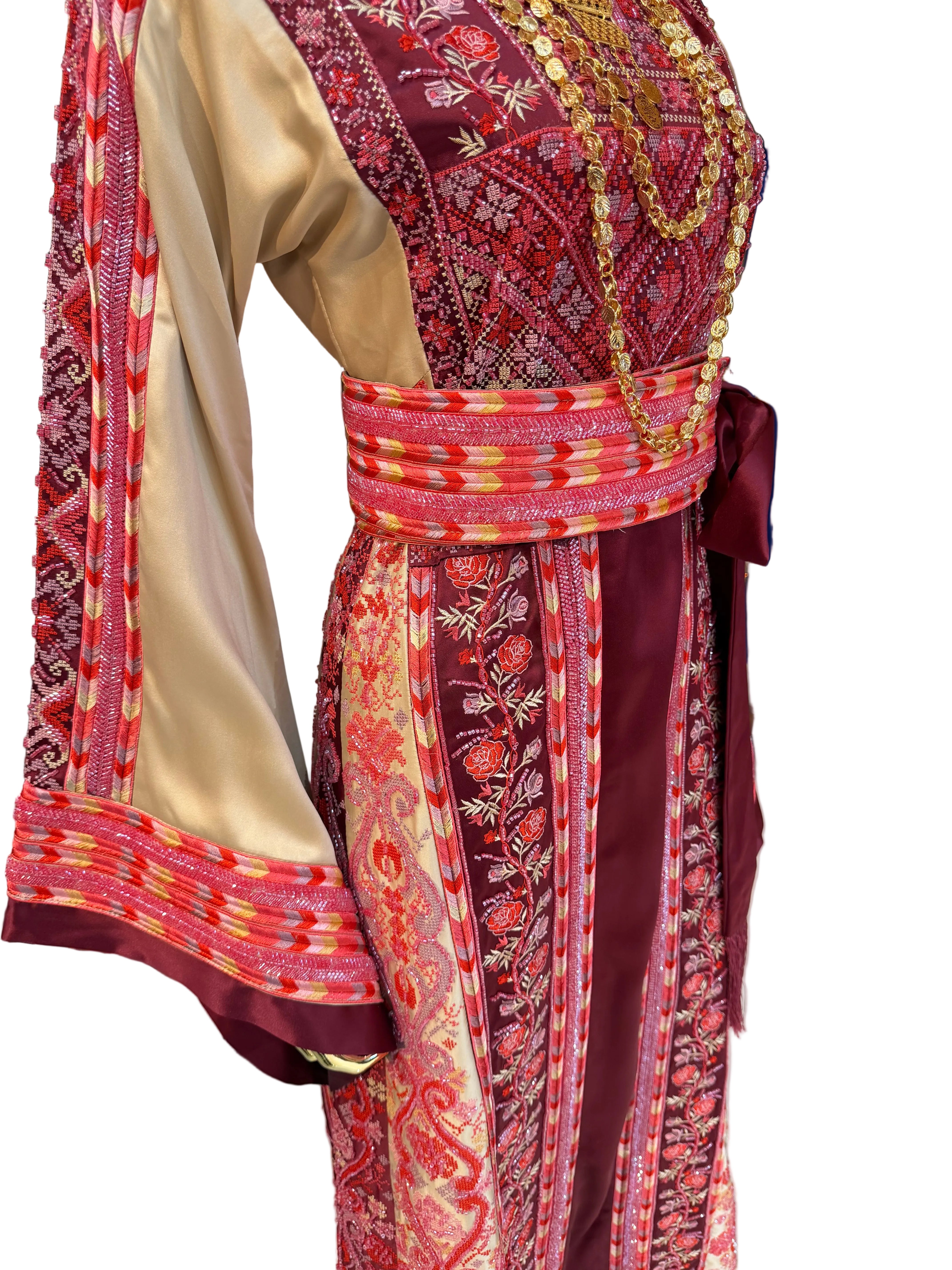 Cherry Red Beaded Thobe