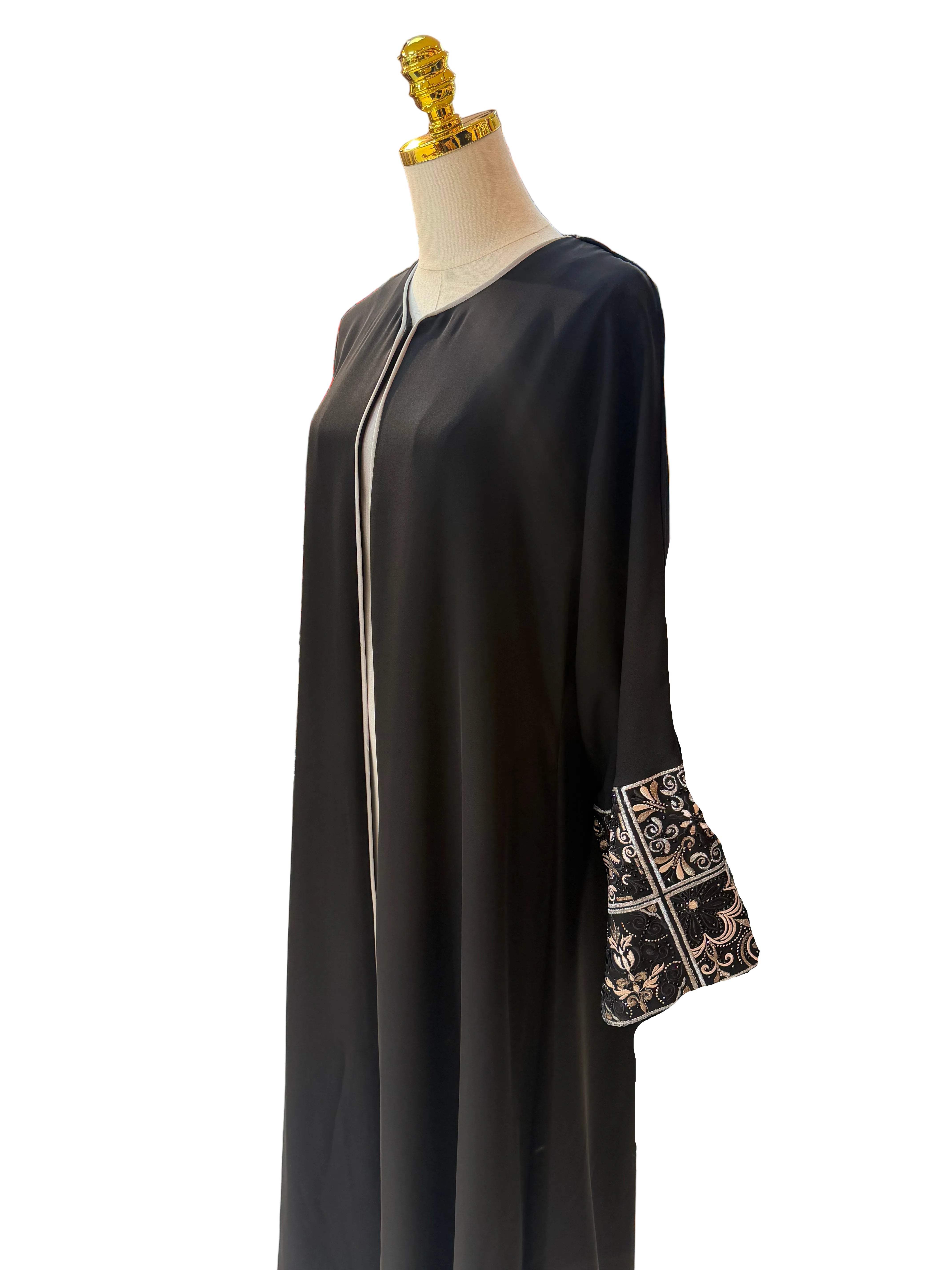 Elegant Black Embroidered 2-Piece Abaya