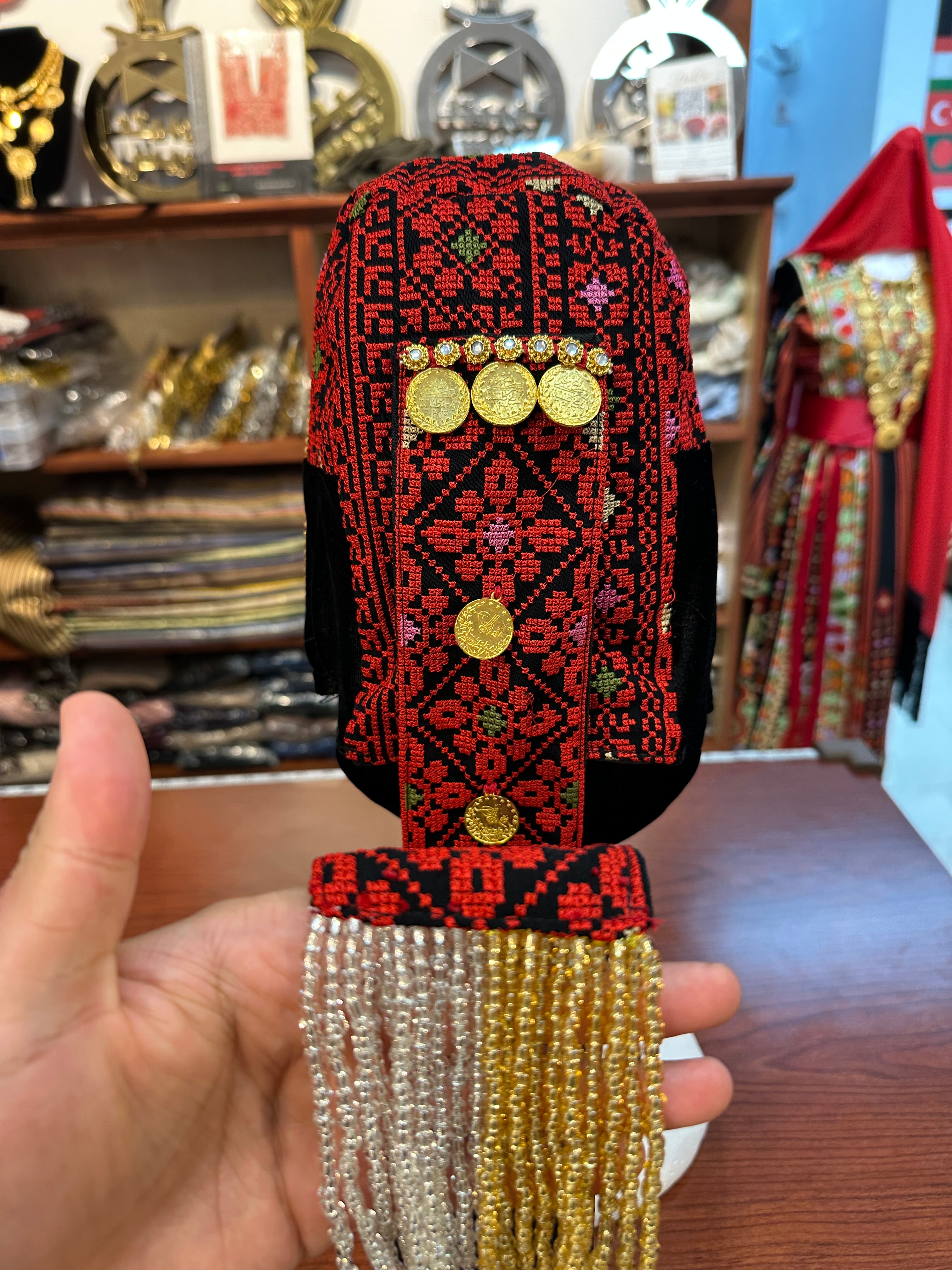 Embroidered Awka with Hand Stitched Coins