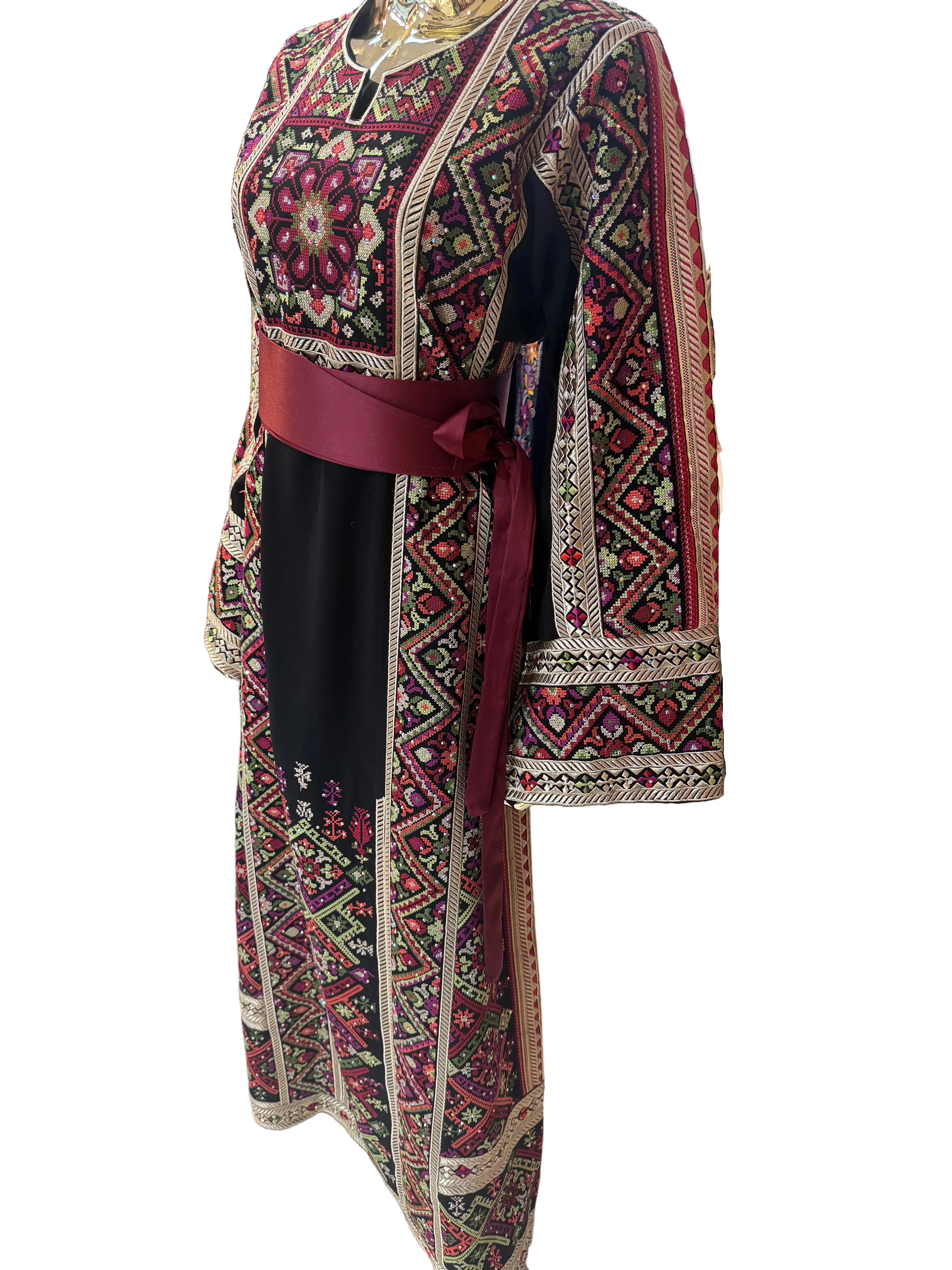 Burgandy Flower Thobe