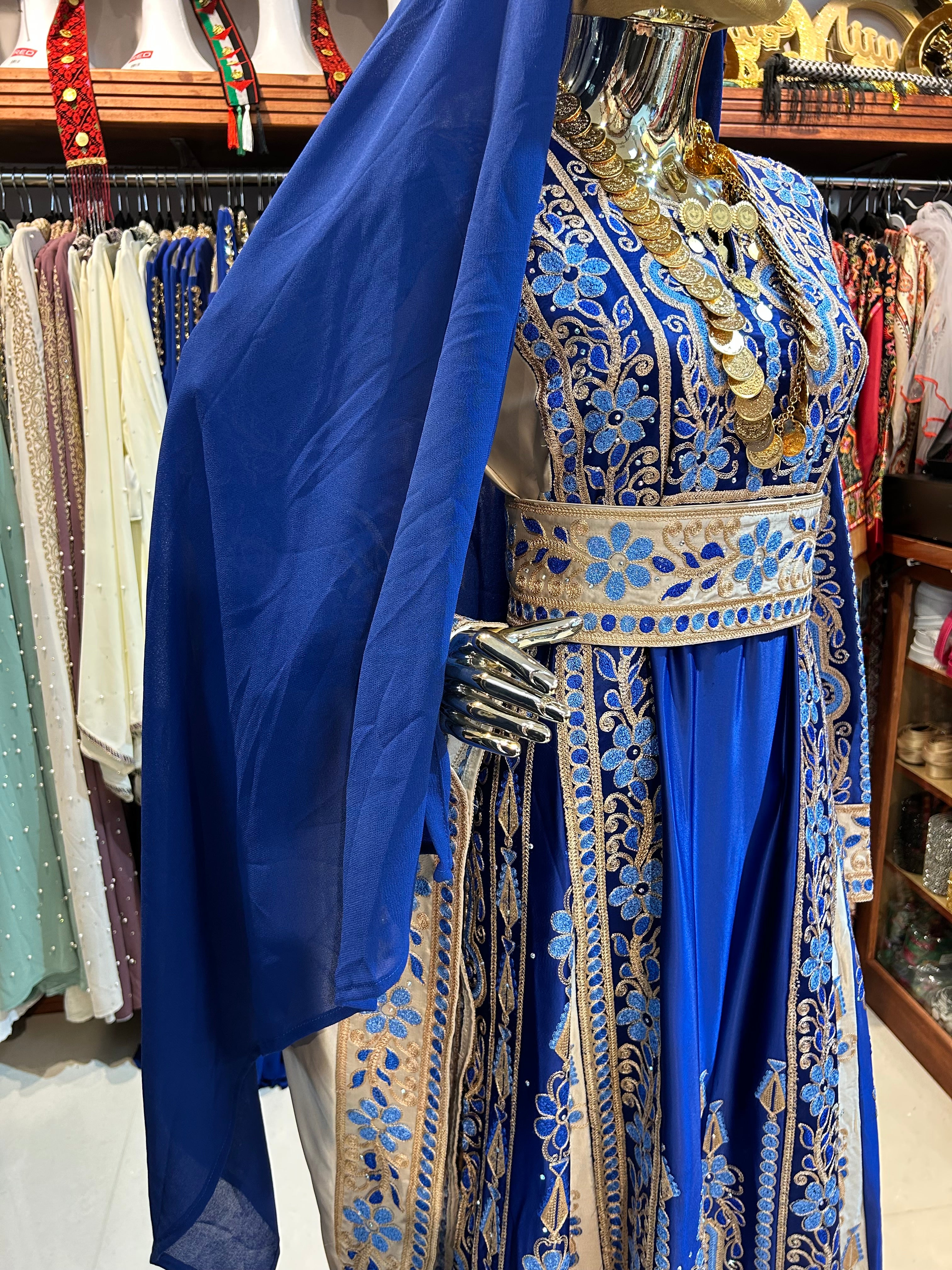Blue High-Quality Embroidered Thobe
