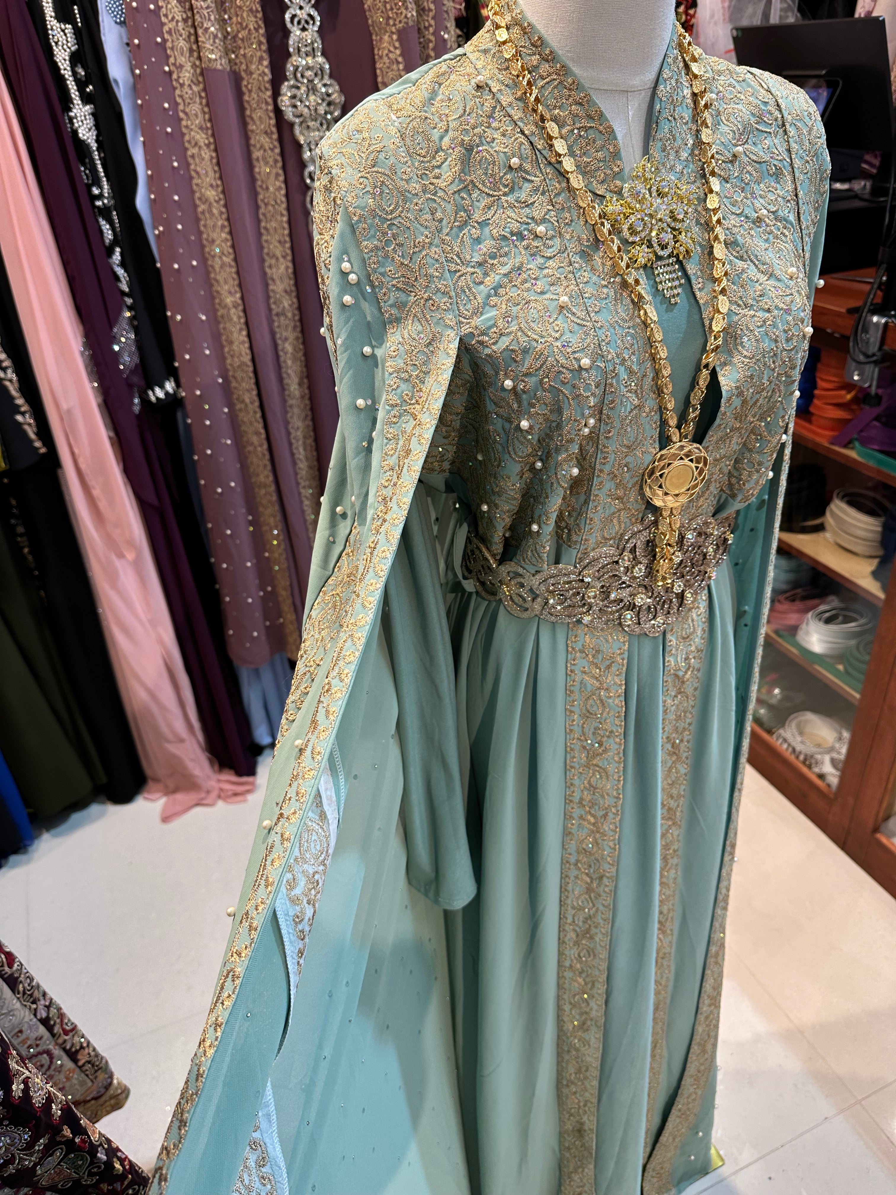 Elegant Teel Kaftan