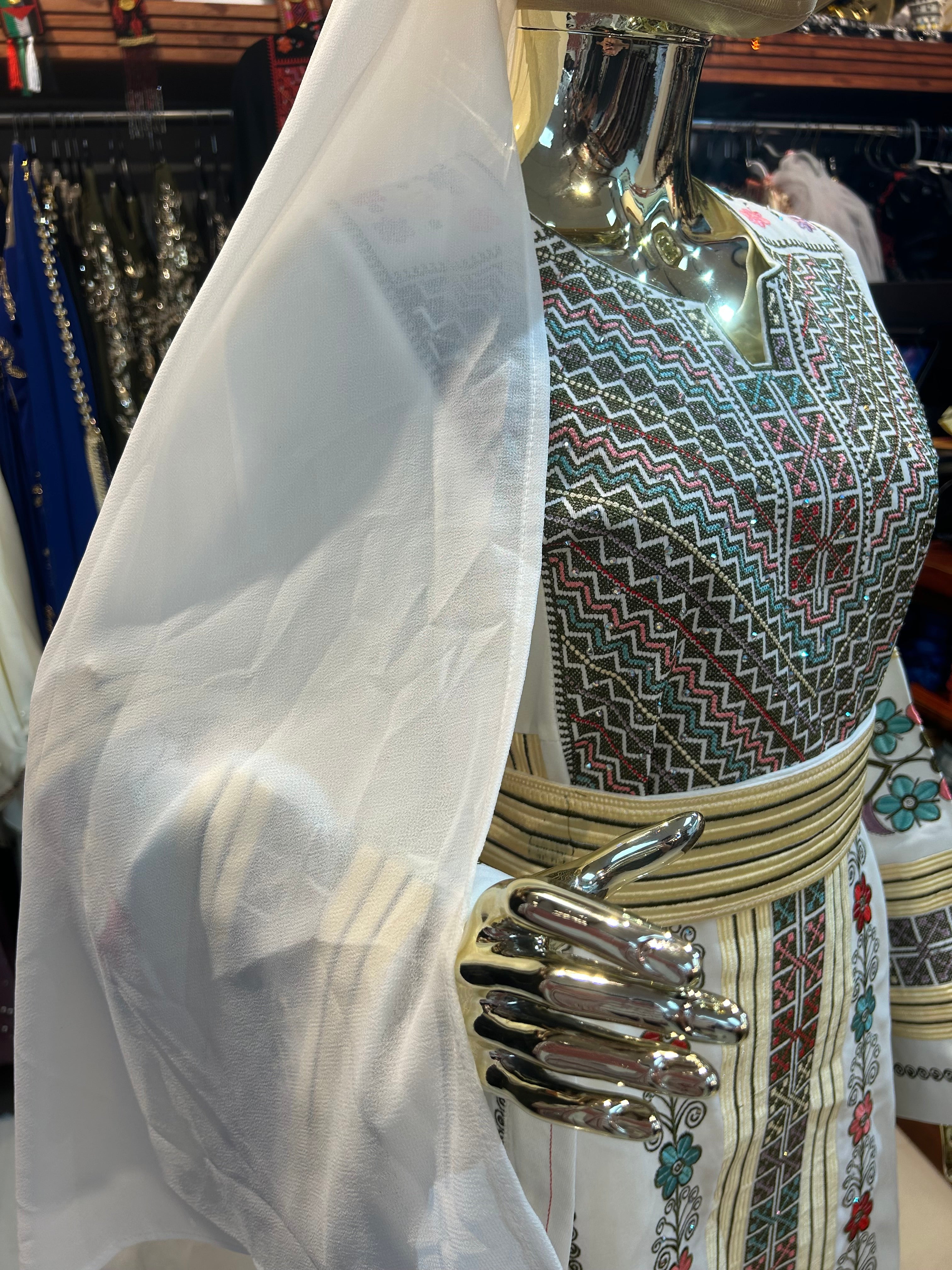 White Thobe With Flowers