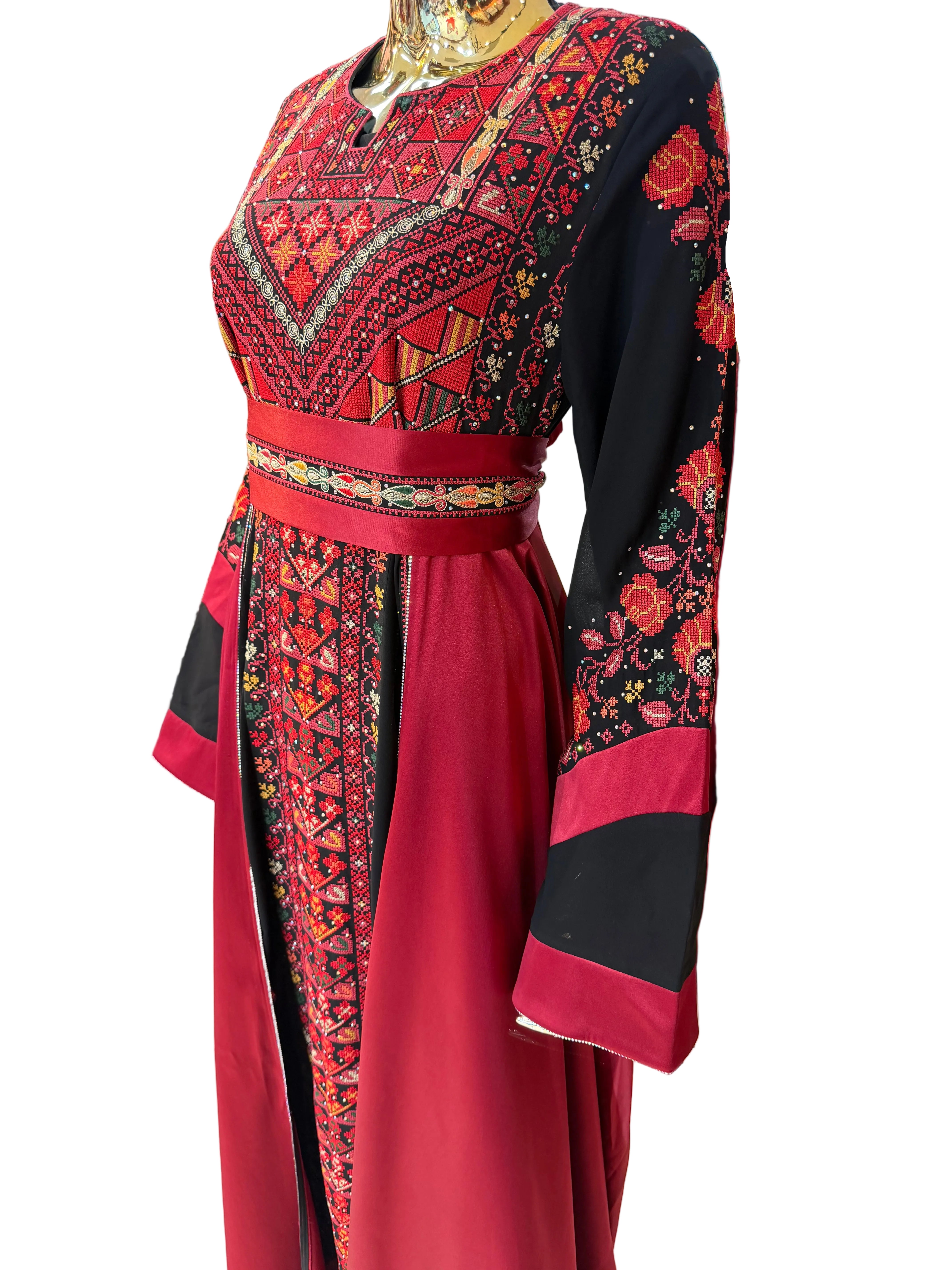 Red & Black Palestinian Thobe