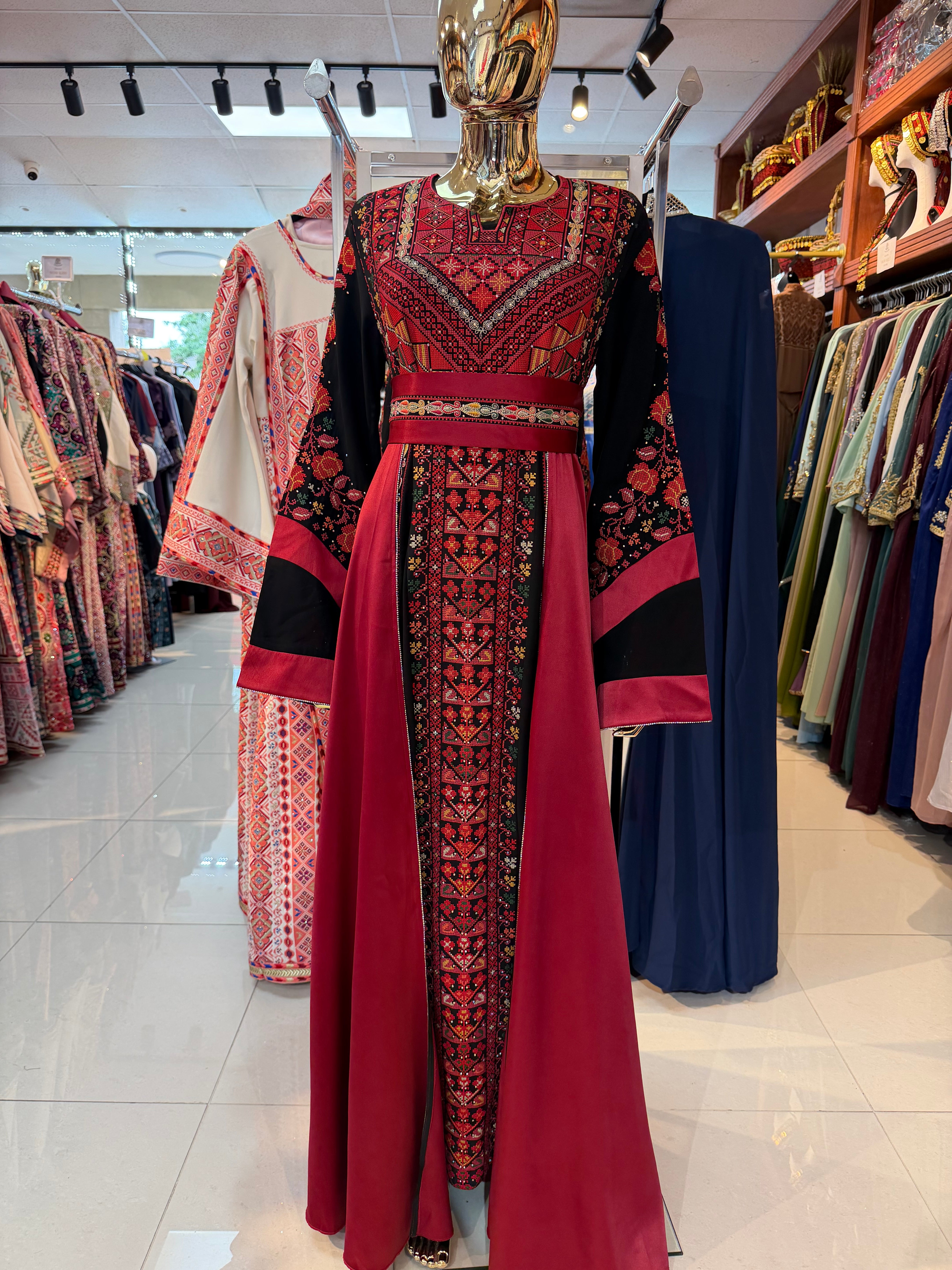 Red & Black Palestinian Thobe