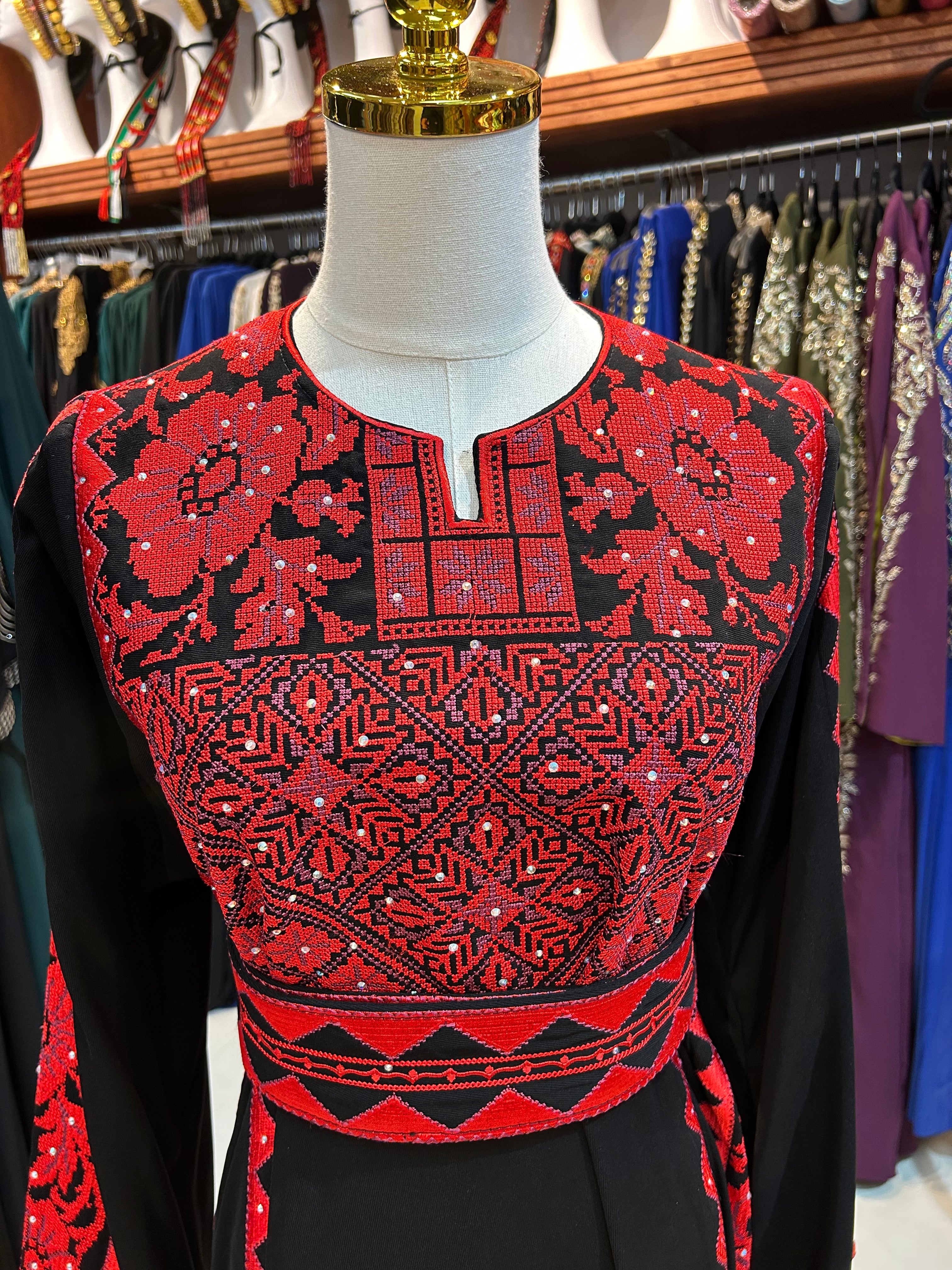 Elegant Red & Black Thobe