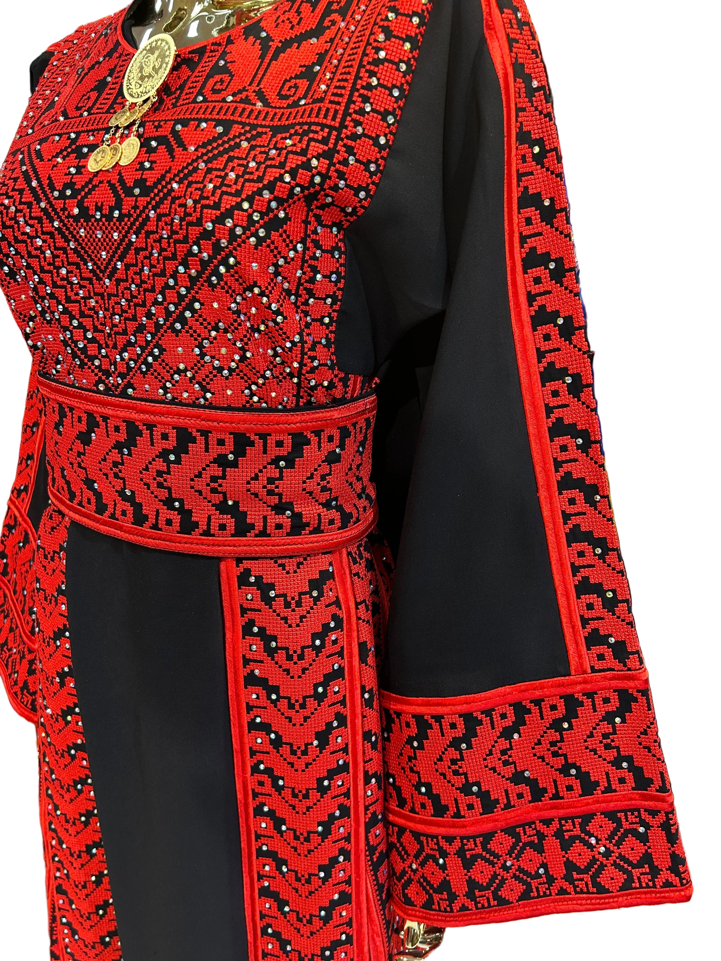 Elegant Red & Black Thobe