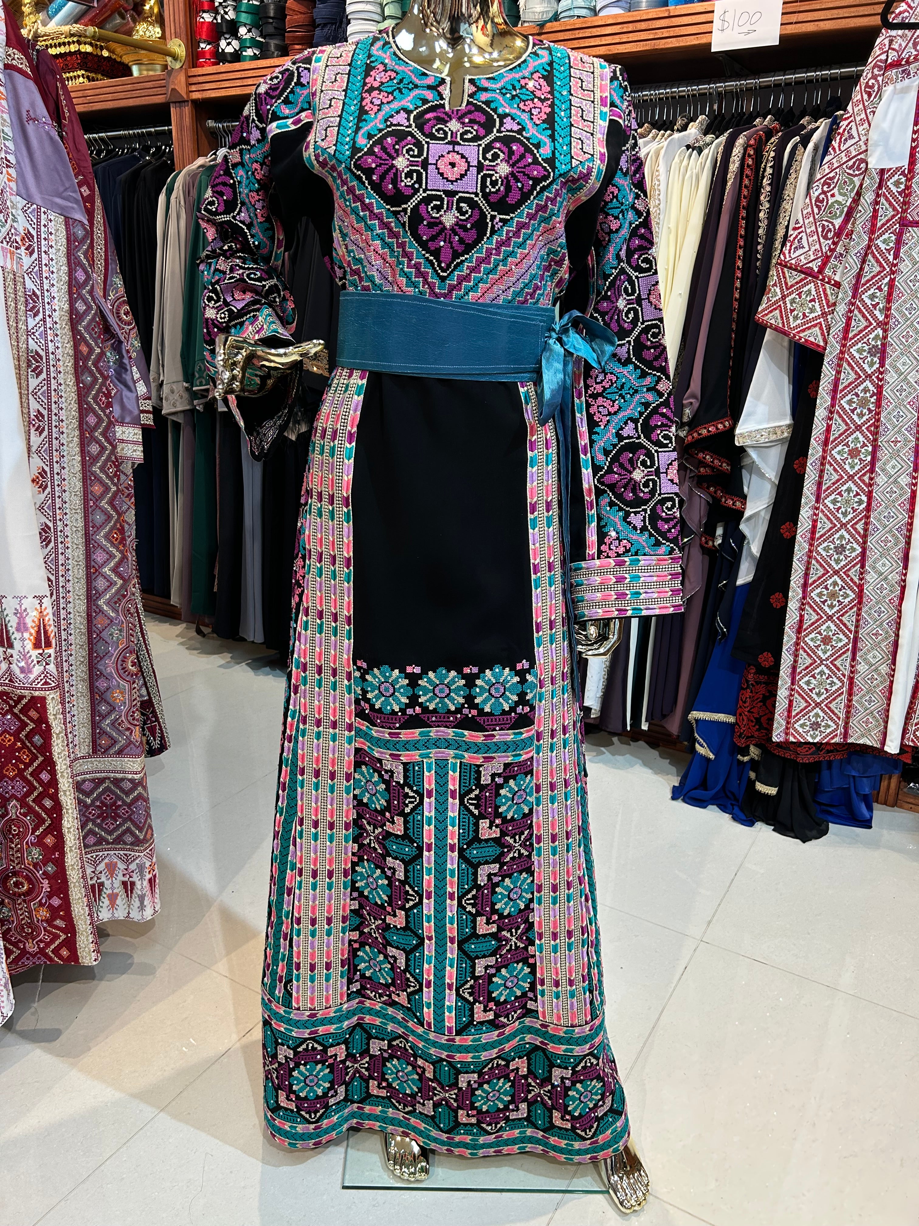 Elegant Black & Blue Thobe