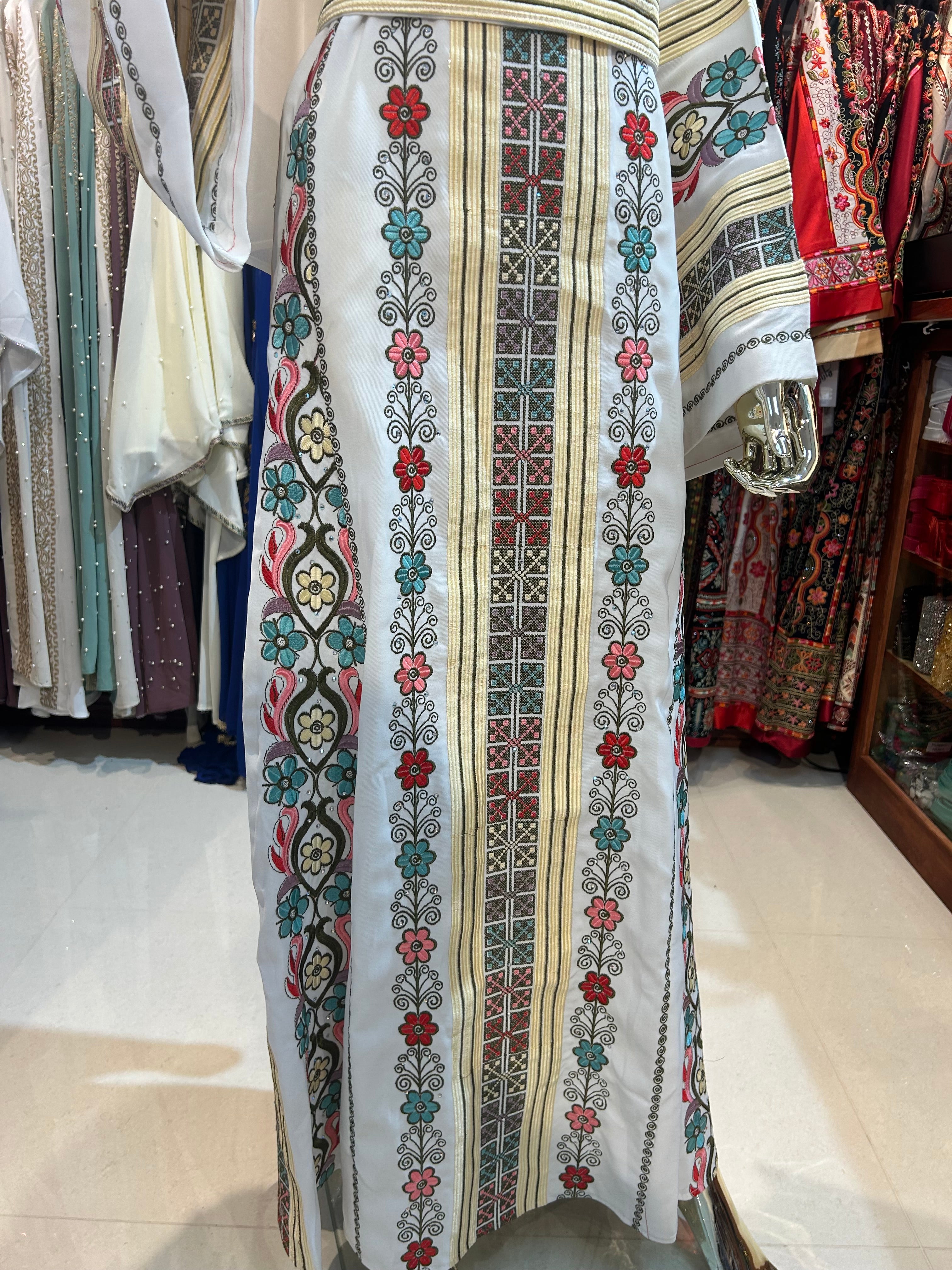 White Thobe With Flowers