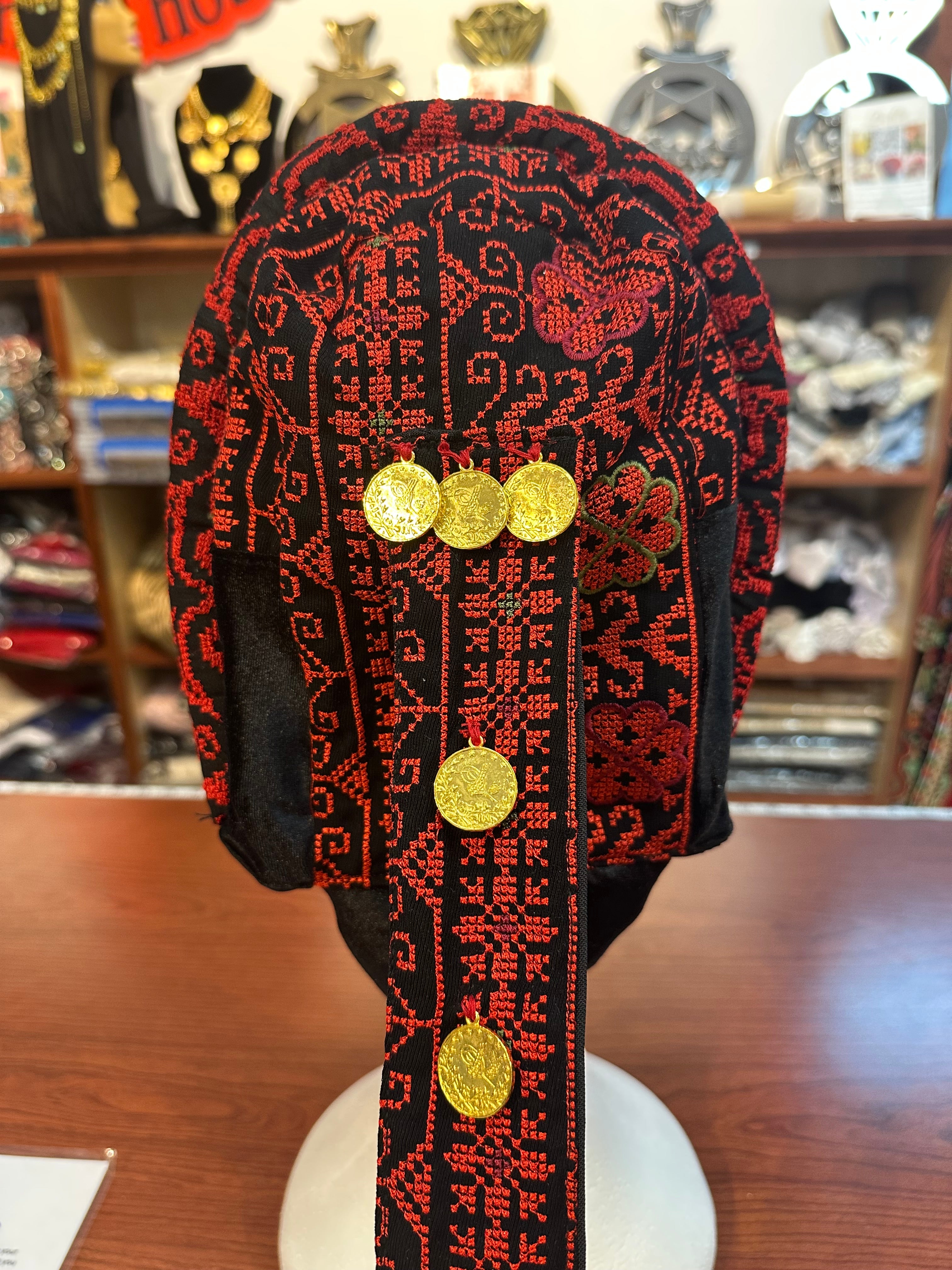 Embroidered Awka with Hand Stitched Coins