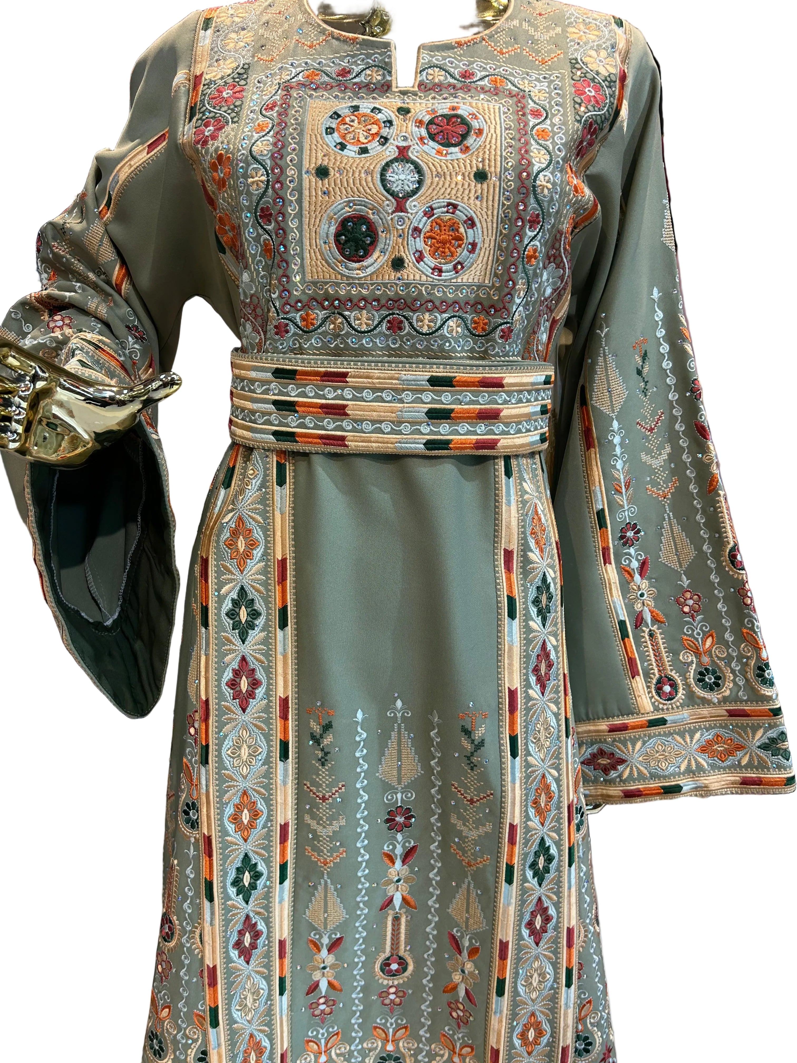 Elegant Green Malaka Thobe W/Shall