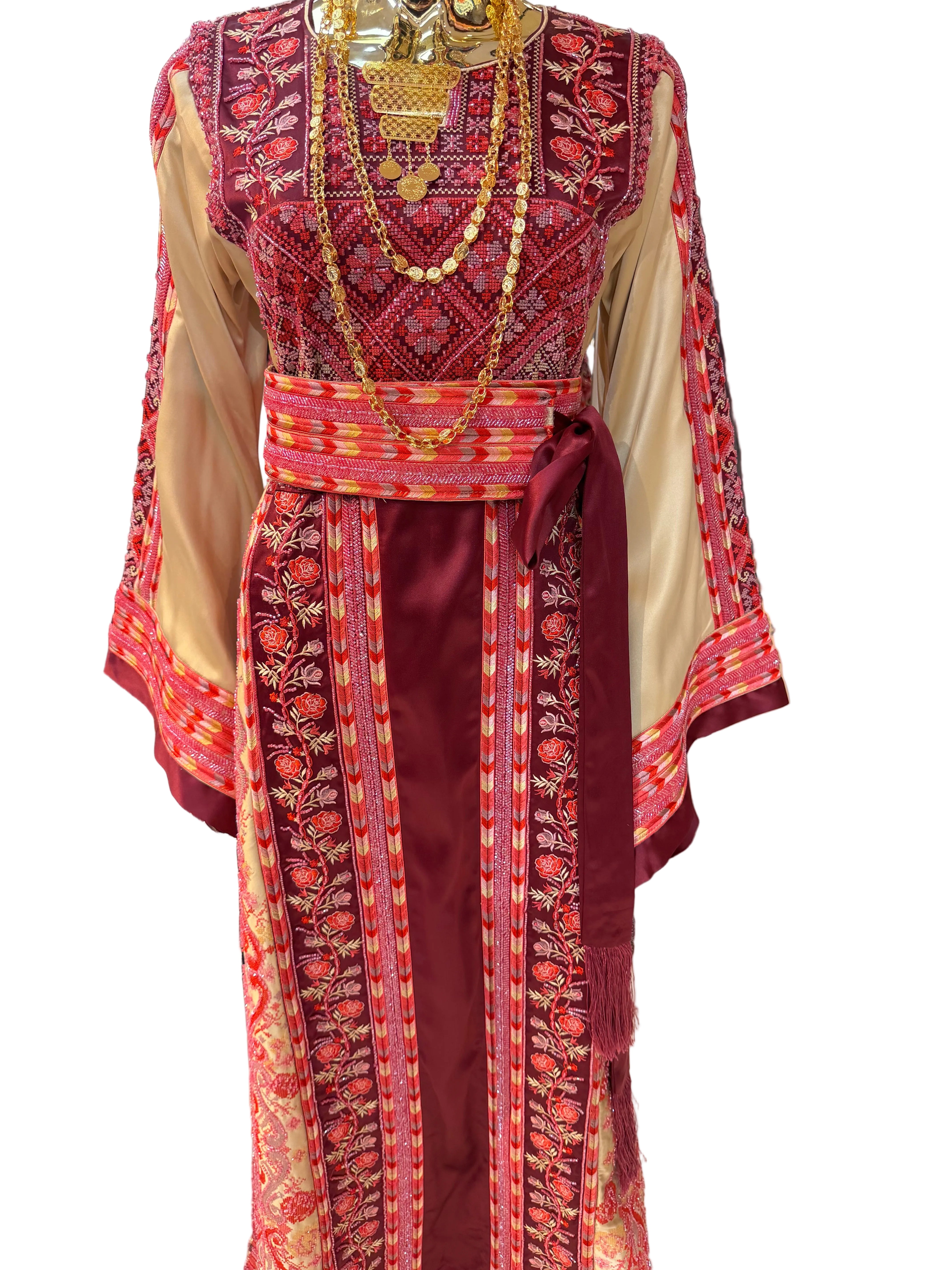 Cherry Red Beaded Thobe