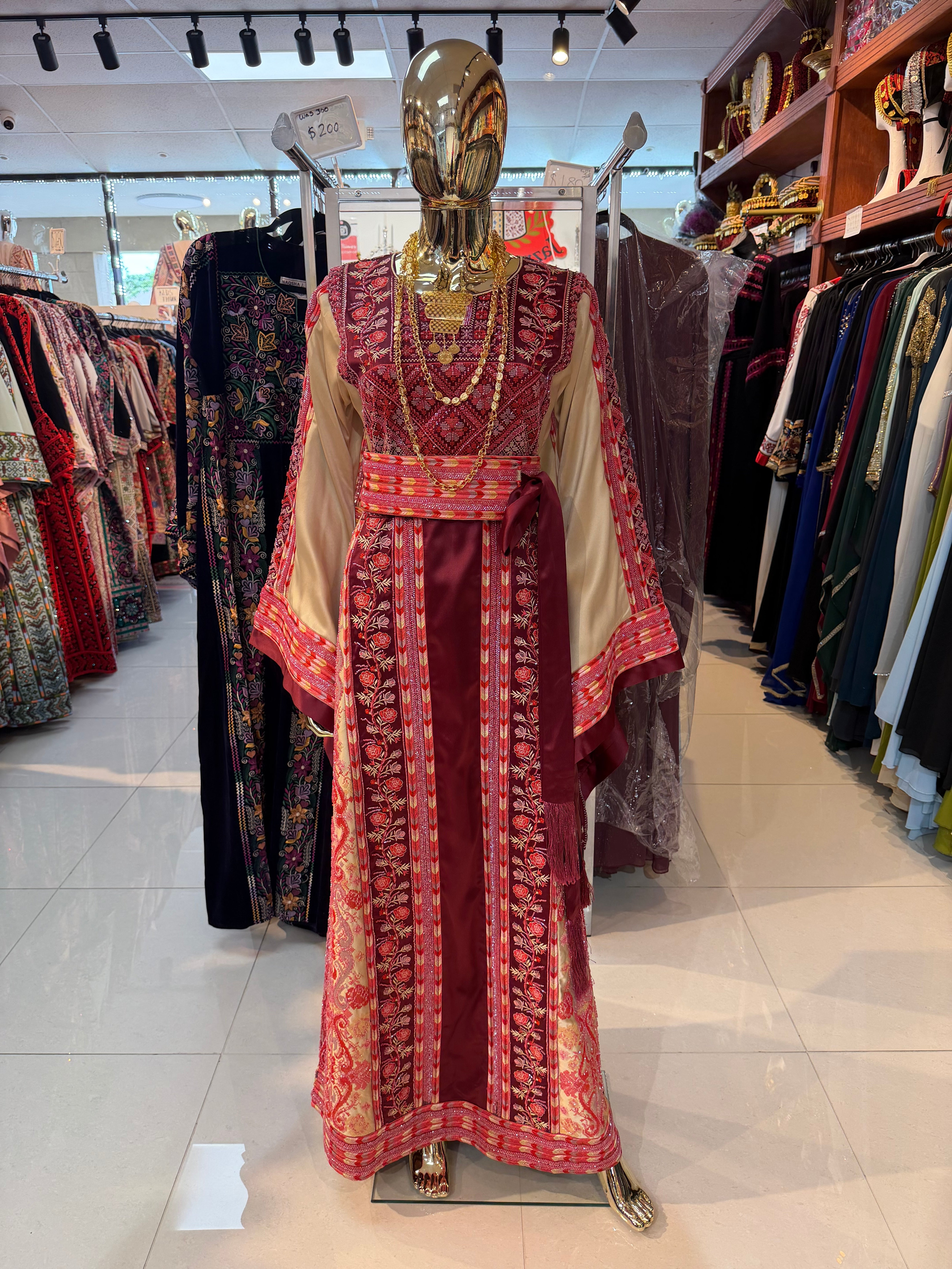 Cherry Red Beaded Thobe