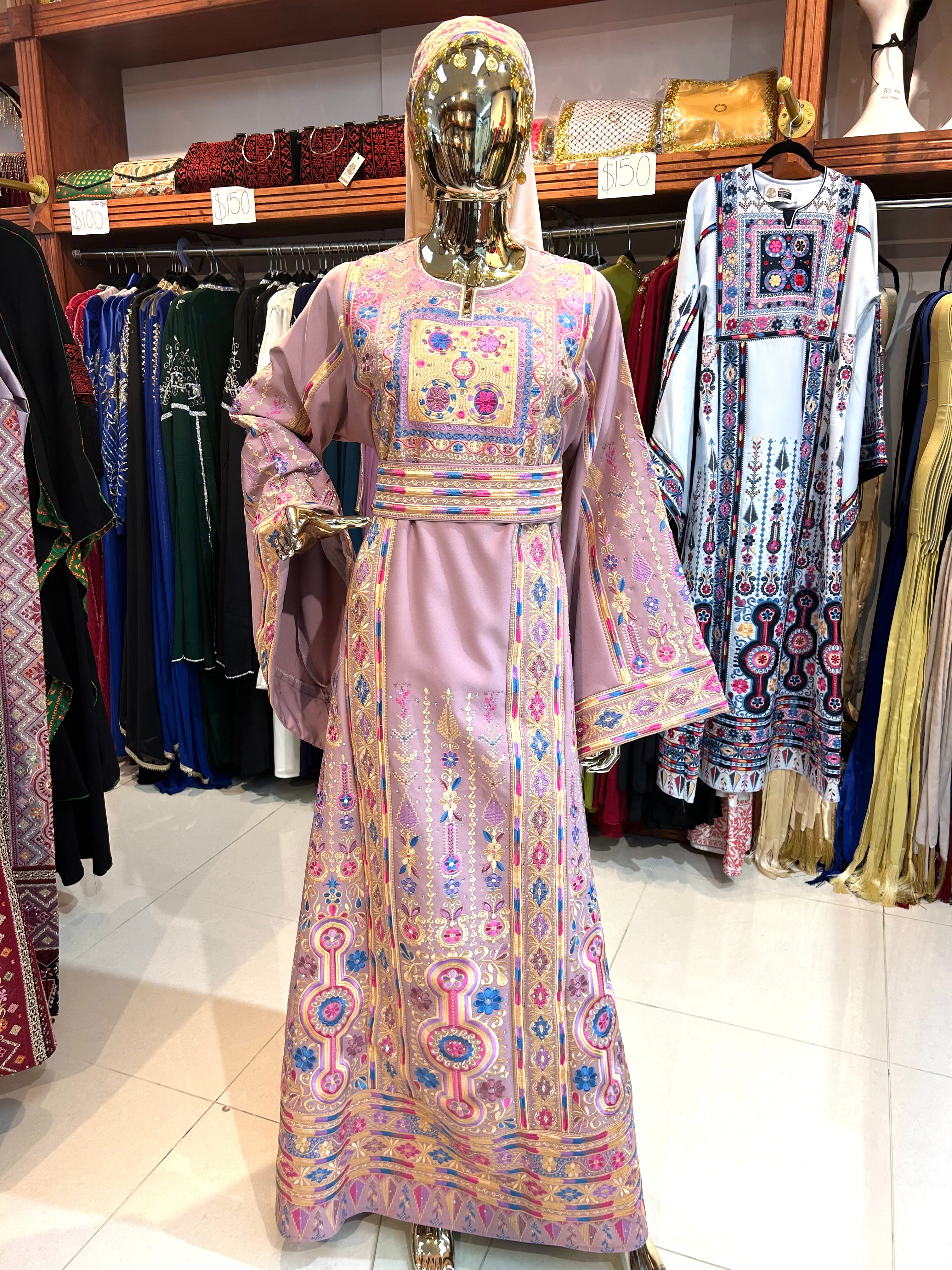 Elegant Pink Malaka Thobe W/Shall