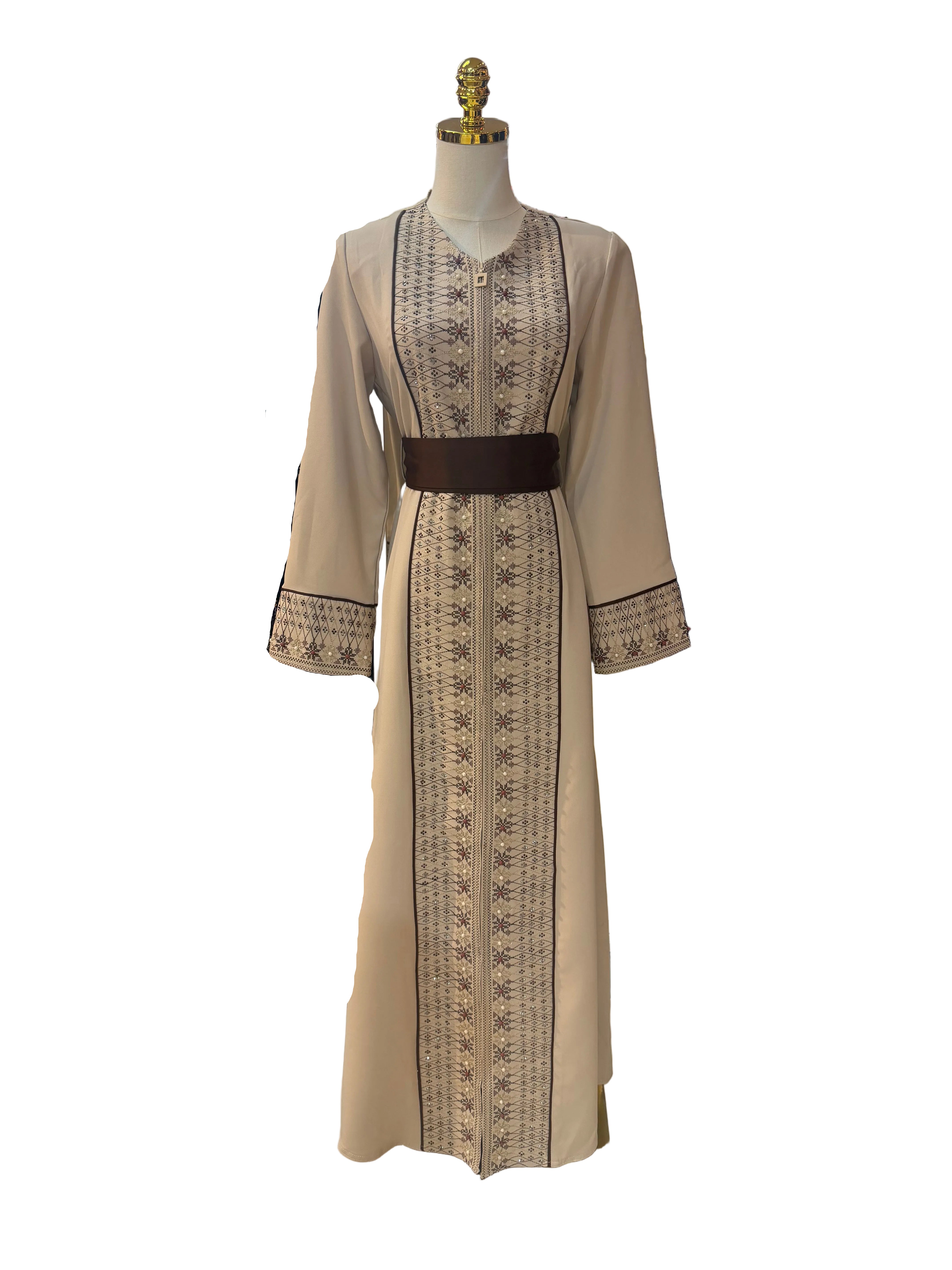 Elegant Tan 2-Piece Abaya