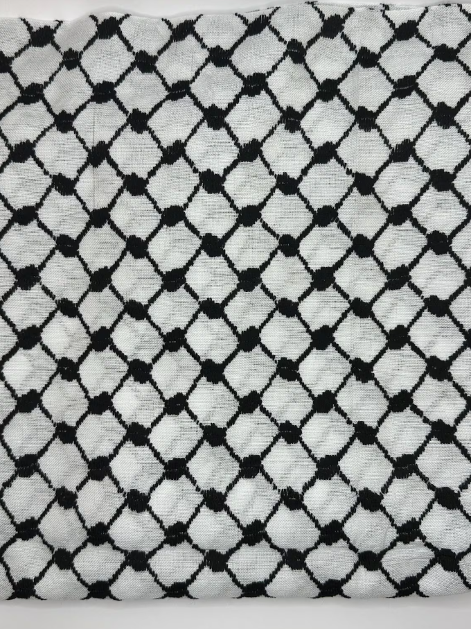 Palestinian Keffiyeh Scarf: Black & White Shemagh, Made in Jordan