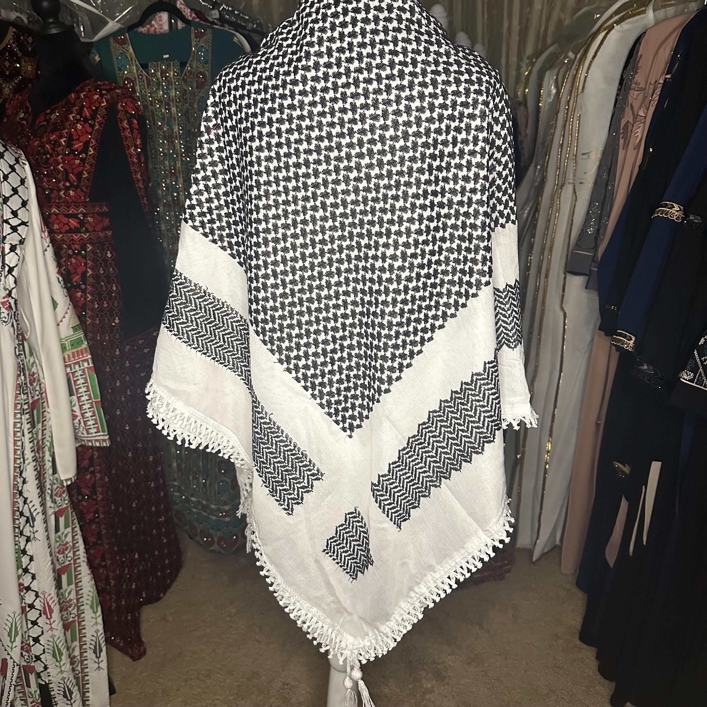 Traditional Keffiyeh/Hattah/shemagh scarf | made in Jordan | has a tassel | made for everyone | worn as a head scarf